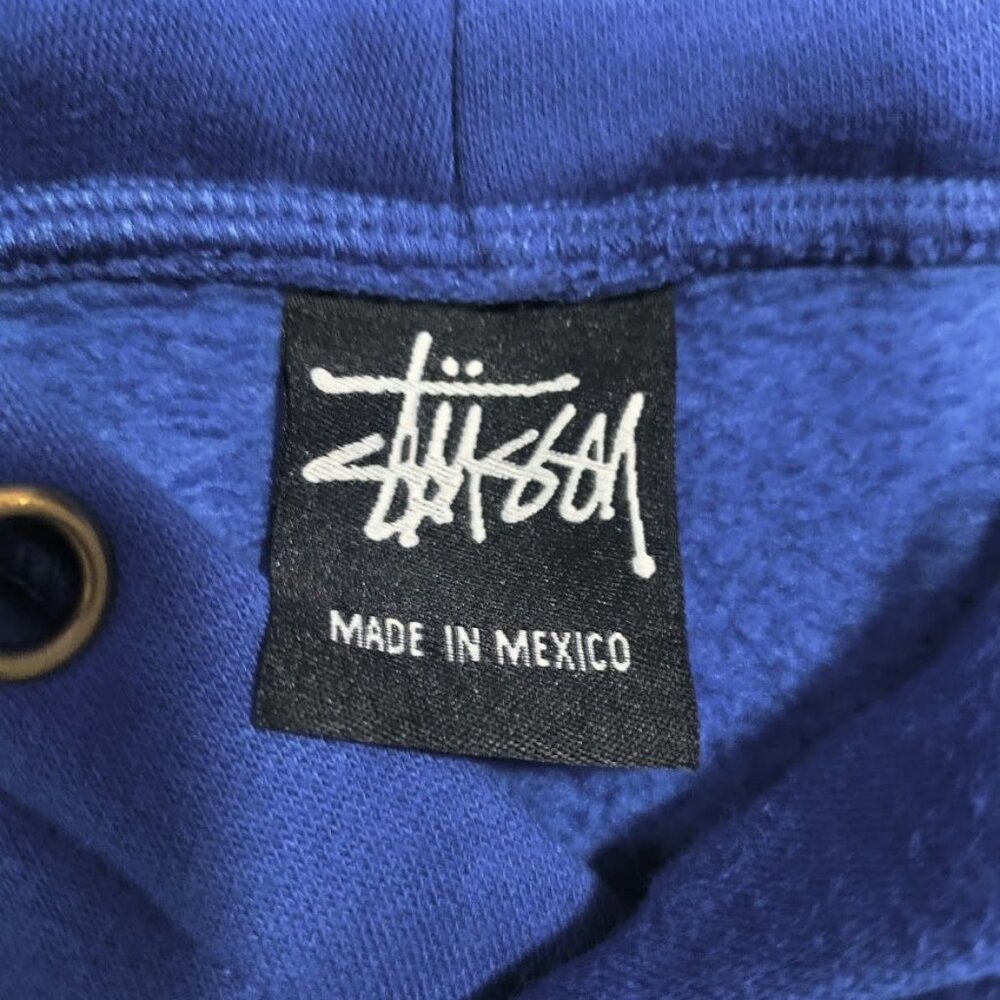 Stussy Loose Fit Men Medium Streetwear Cities Pullover Graphic Hoodie Blue White - Picture 3 of 8